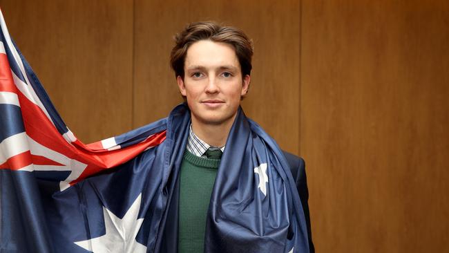 Snowboarder Scotty James poses after being named Team Australia's flag bearer for the Opening Ceremony of the PyeongChang 2018 Winter Olympic Games. Picture: Getty