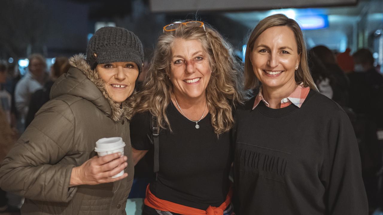 SLEEPOUT SUCCESS: Taking part in the Toowoomba Homeless for a Night sleepout are (from left) Suzy Wenitong, Heather Roberts and Jacqui Armstrong.