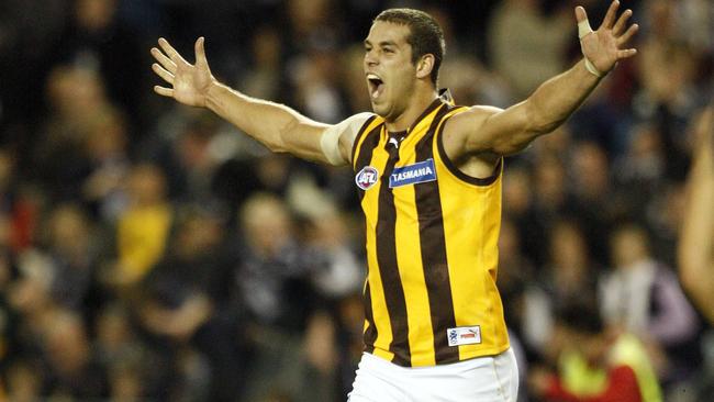 The moment after Lance Franklin kicked his 100th goal of the 2008 season.