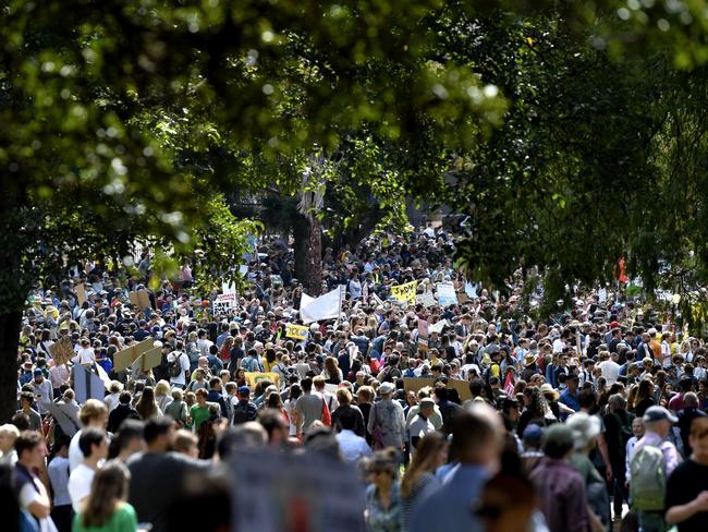 Thousands of protesters rally in Sydney. Picture: AAP / Paul Braven