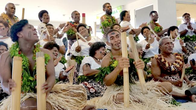 Supplied Editorial Arrival celebrations at Nadi airport, Fiji.