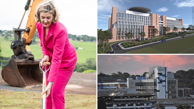 Health Minister Shannon Fentiman; Toowoomba Hospital's current and future campus.