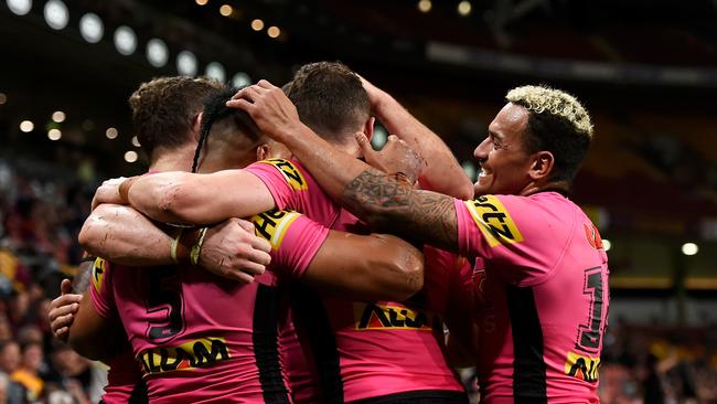 Nathan Cleary’s Panthers are on top of the world. Picture: Albert Perez/Getty