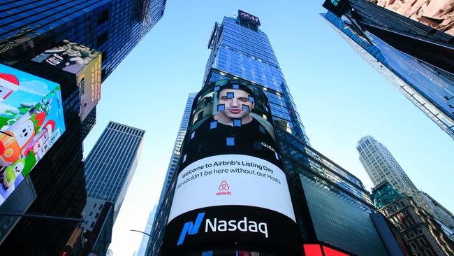 The Nasdaq digital billboard in Times Square. Picture: AFP