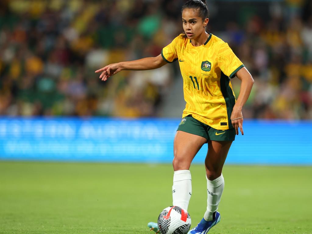 Mary Fowler controls the play during the Matildas’ win over Chinese Taipei, Picture: James Worsfold/Getty Images