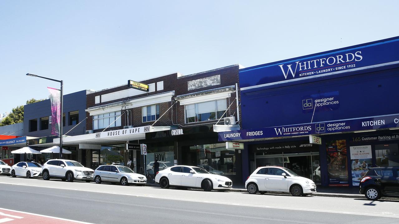 This parade of shops in Five Dock is also set to get the heave-ho for the Metro. Picture: John Appleyard