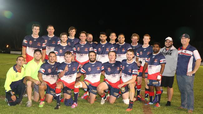 The unbeaten Warwick Cowboys reserve-grade side on 30th anniversary day (back, from left) Ty Gardner, Brett Benz, James Breen, Alex Stewart, Chris McGregor, Nick Baker, Ian Brown, Jay Hankinson, Todd McGrady, David Hallman, Mitch McMahon, Wes Murray, Walter McIntosh, coach Tim Doyle (middle) Carl Goodwin, Rick McGahan, Josh McIntosh, Harry Sullivan, Kevin Poole, Sean Perrin and Aryton Friedrichs