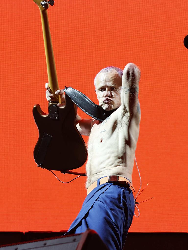 Red Hot Chili Peppers’ Flea, pictured performing in Sydney last year. Picture: Jonathan Ng