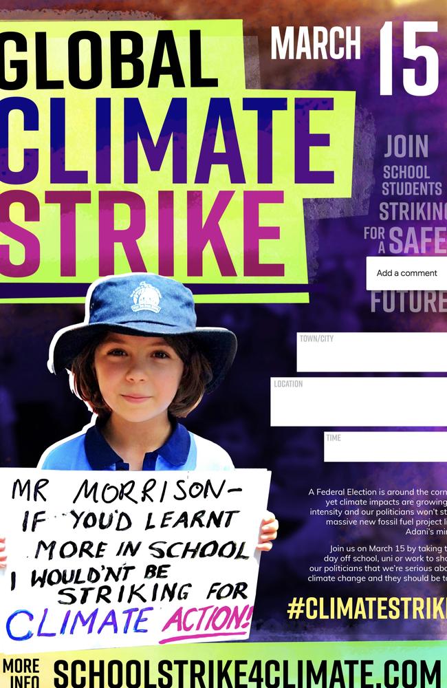 A template poster provided by organisers of the School Strike For Climate Justice.