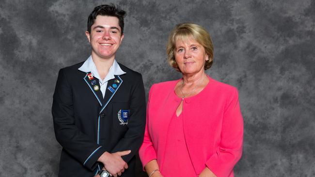 Alphington Grammar School dux Costa Magiris with principal, Dr Vivianne Nikou.