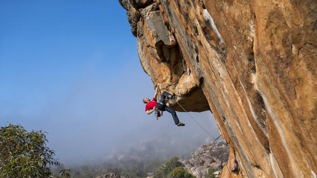 Climber Marc Wiesner in the Grampians. Picture: Simon Carter