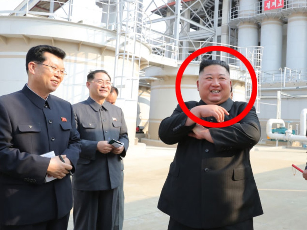 Kim Jong-un apparently in good health at the Sunchon fertiliser factory. Picture: KCNA