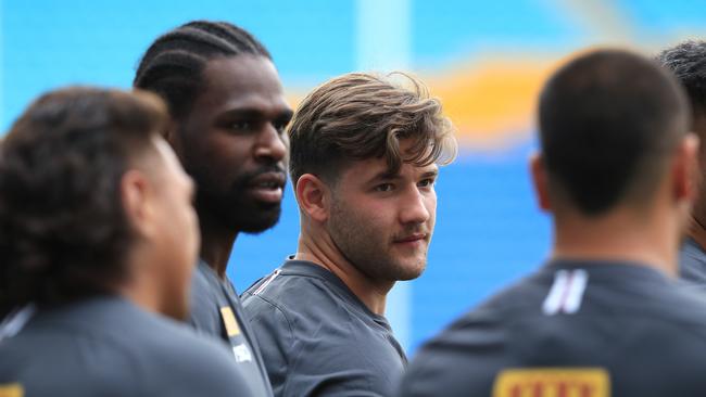 Patrick Carrigan and the Queensland Origin team train at Cbus Stadium on the Gold Coast ahead of Game 1. Pics Adam Head