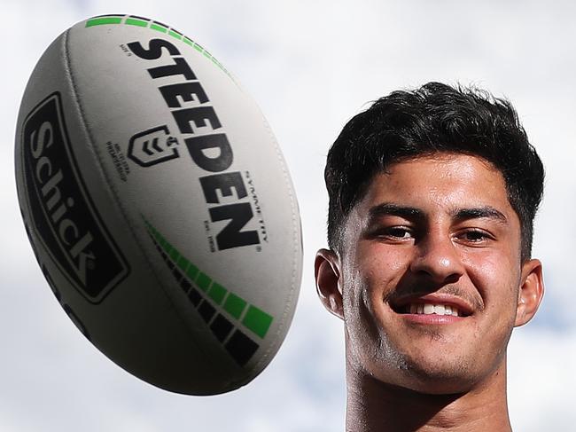 HOLD DO NOT USE WITHOUT PERMISSION FROM ADAM MOBBS DAILY TELEGRAPH SPORT EDITOR - Parramatta Eels rookie five-eighth Dylan Brown poses for a portrait at Old Saleyards Reserve, Parramatta. Picture: Brett Costello