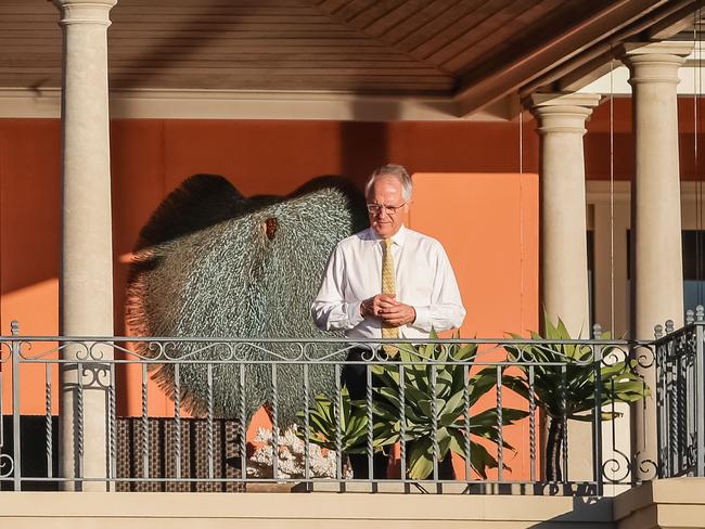 Malcolm Turnbull contemplates his leadership of the Liberal Party at his Point Piper waterfront mansion. Picture: Craig Greenhill