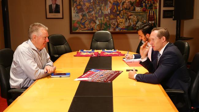 Brisbane CEO Greg Swann and Queensland’s Minister for Sport Mick de Brenni. Picture: Liam Kidston