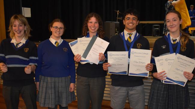 From left to right: Ella Noonan, Jasmine Biadacz, Phoebe Rudge, Riley Gallagher, Former School Leader Layla Sprague