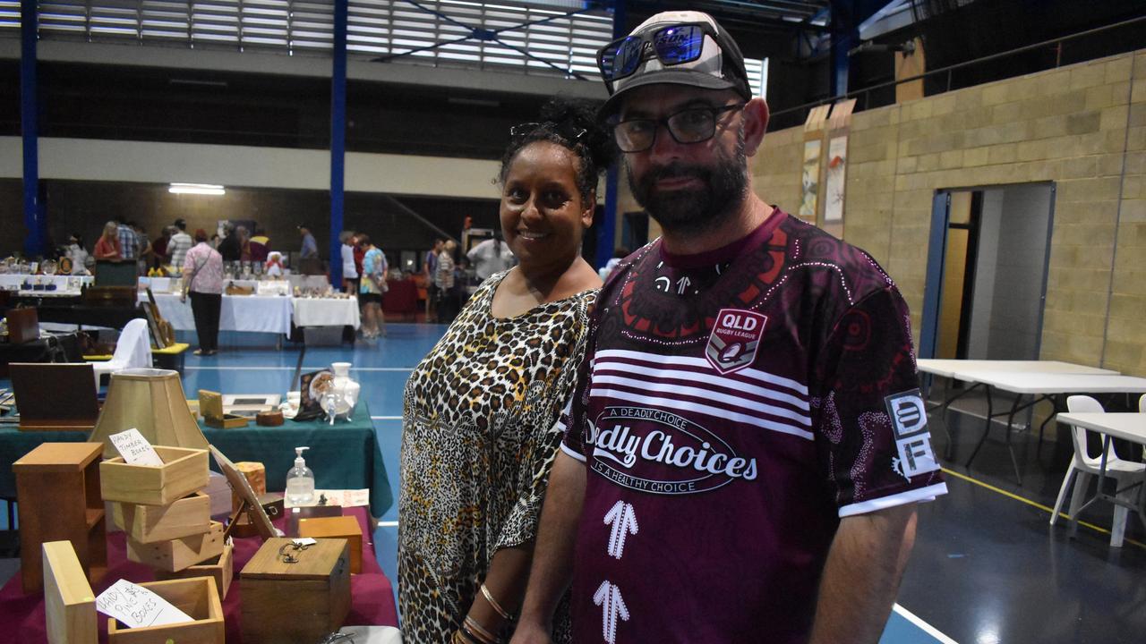 ANTIQUES: (L) Taritha Johnson and Damon Sheppard browse the Fraser Coast Antique Collectable Fair. Photo: Stuart Fast