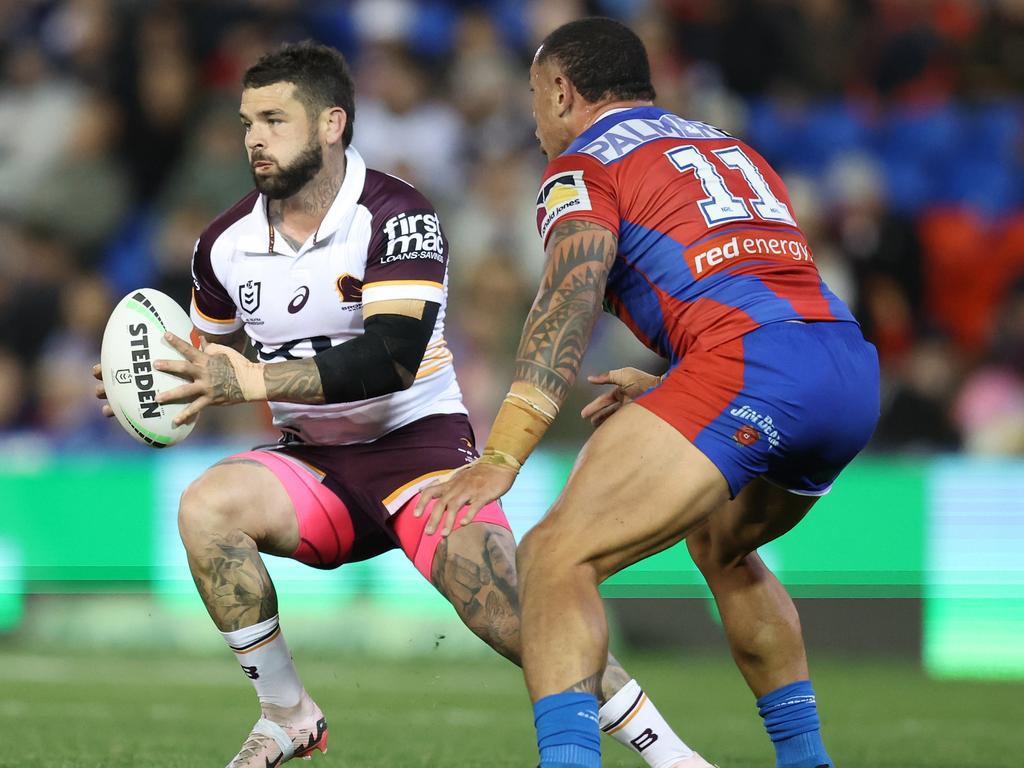 NEWCASTLE, AUSTRALIA – JULY 20: Adam Reynolds of the Broncos with the ball during the round 20 NRL match between Newcastle Knights and Brisbane Broncos at McDonald Jones Stadium, on July 20, 2024, in Newcastle, Australia. (Photo by Scott Gardiner/Getty Images)