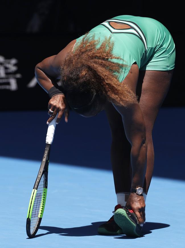 Williams holds battled an ankle injury during the loss. Picture: AP