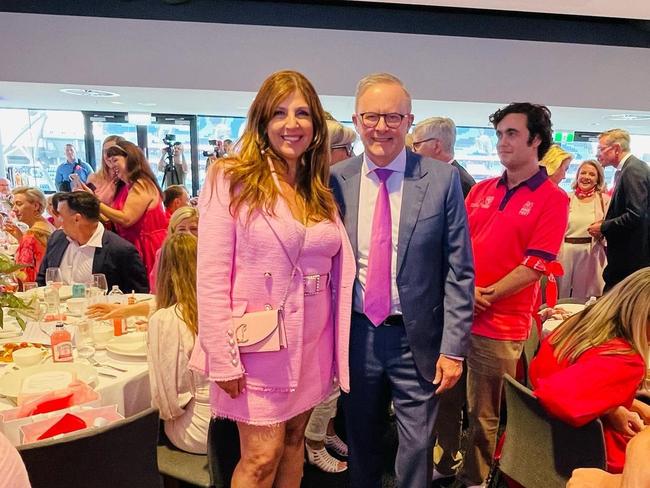 My mother pictured at a McGrath Foundation event beside Prime Minister Anthony Albanese.