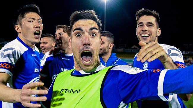 Alejandro Sanchez celebrates after scoring.