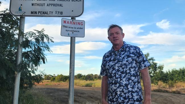 Livingstone Shire Mayor Adam Belot at one of the key tracks which lead to Timbers Beach.