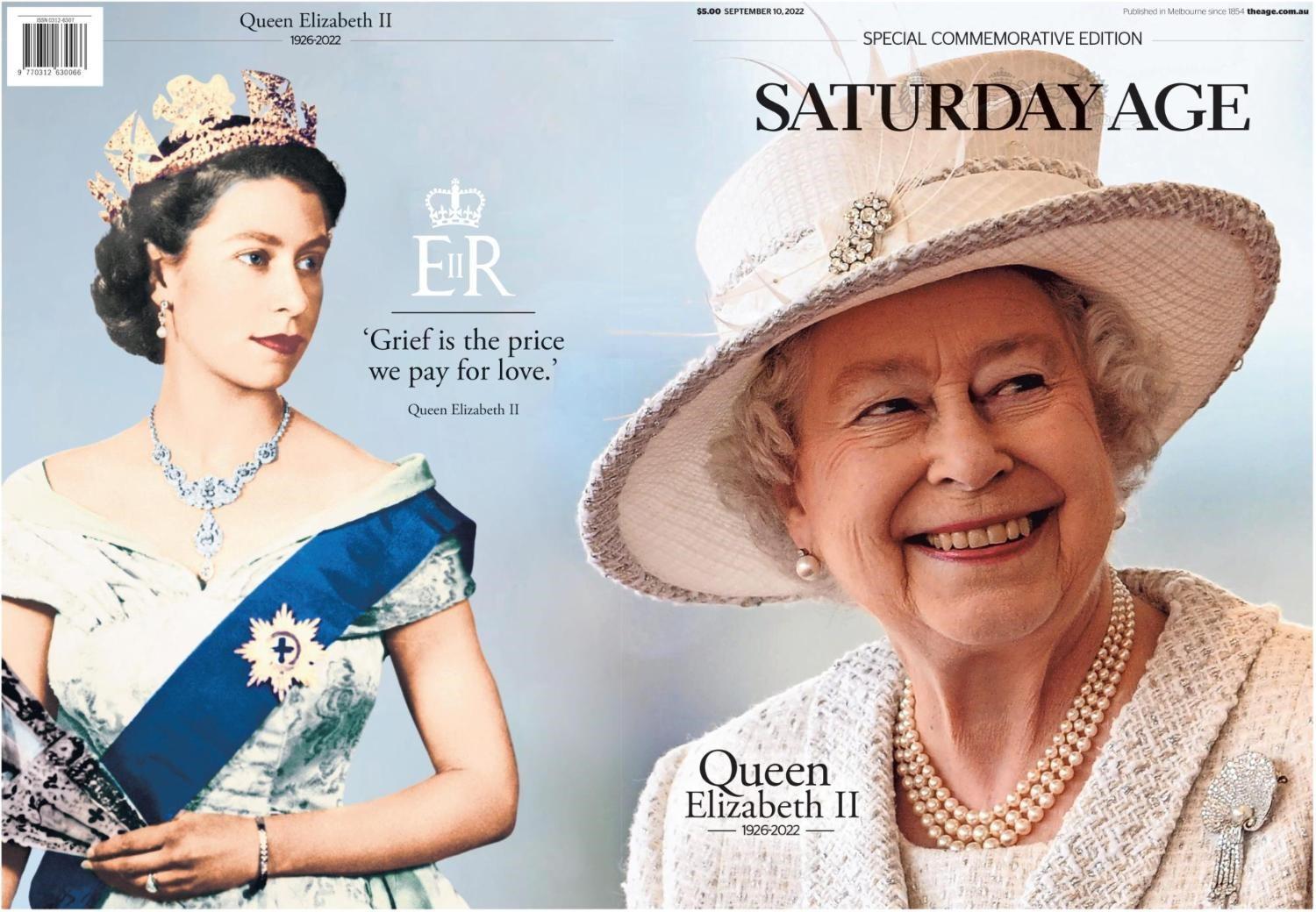 Australian newspaper front pages commemorate the passing of the Queen.