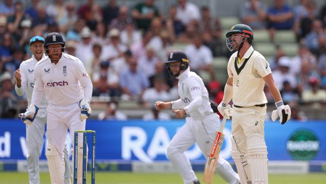 Travis Head is left stunned after being dismissed by Moeen Ali. Picture: Getty