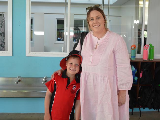 Archie and Latesha on the first day of school at Our Lady of Southern Cross College