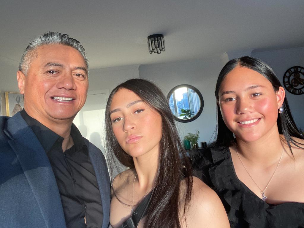 Tawera Nikau with daughters Phoenix and Nyah.