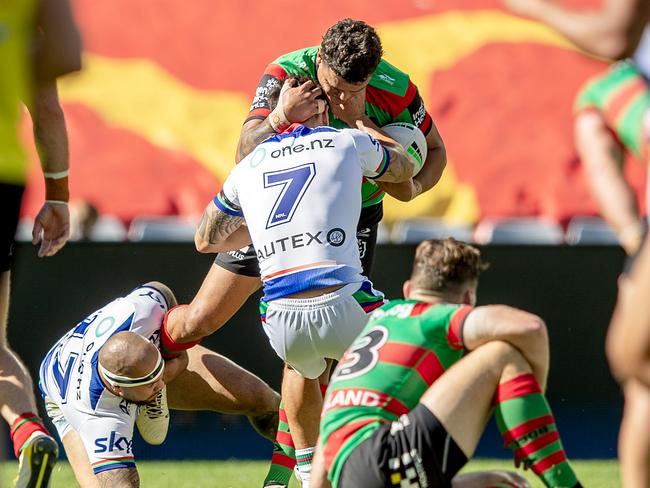 Mitchell landed an elbow on Shaun Johnson. Picture: NRL