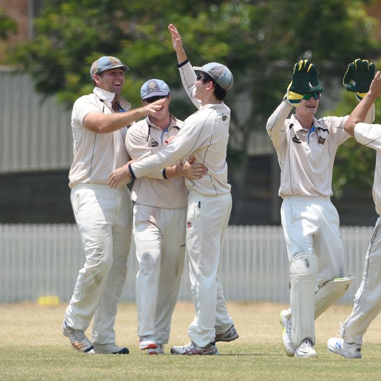 Queensland Premier Cricket - Gold Coast Dolphins vs Norths at Bill Pippen Oval, Robina. North's celebrates a wicket. (Photo/Steve Holland)