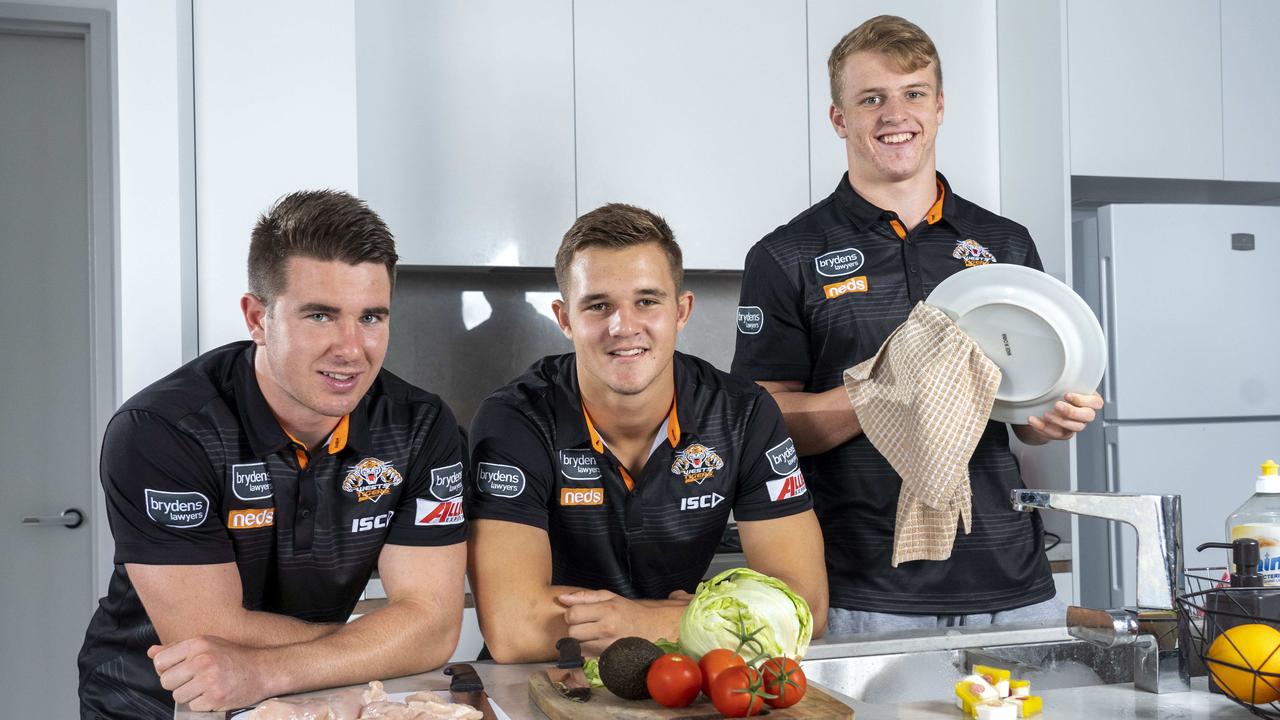 Young Tigers Jock Madden, Jake Simpkin and Reece Hoffman live together. Picture: AAP/Matthew Vasilescu