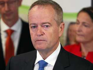 Labor Leader Bill Shorten fights back tears during a doorstop where he talks about his mother Ann, Grand Pacific Health Centre, South Coast region of New South Wales, where he continues electioneering in the health sector. Picture: Liam Kidston