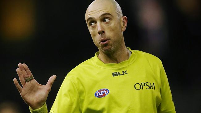 A fan was ejected from Marvel Stadium for abusing umpire Mathew Nicholls.