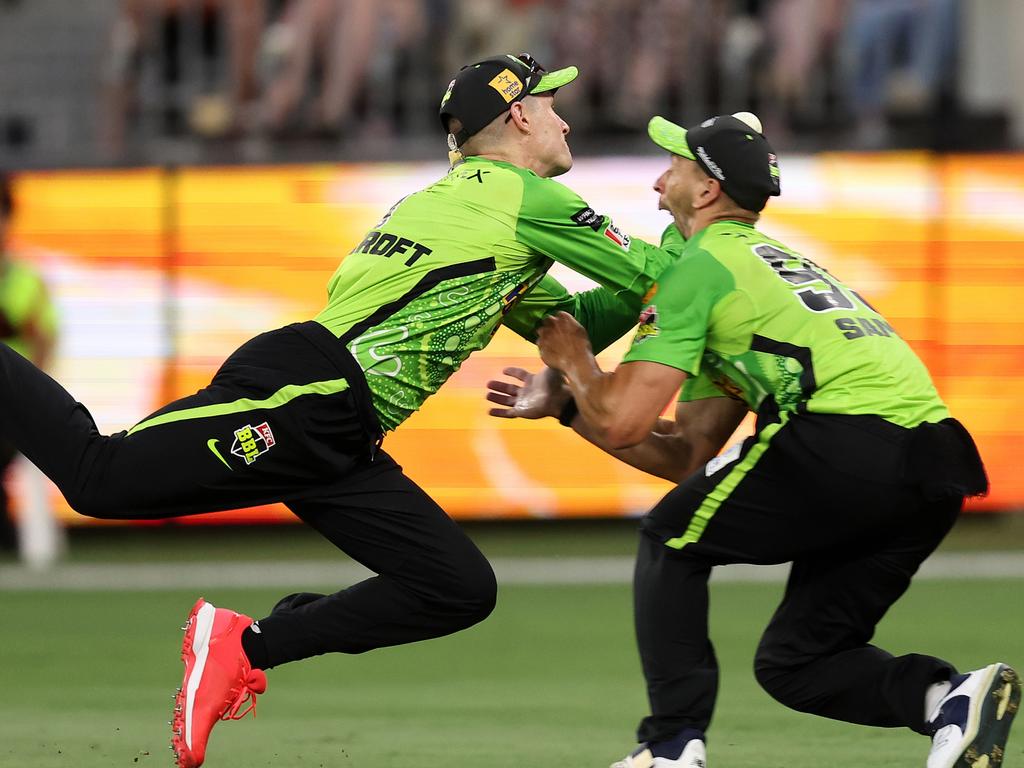 The moment before Daniel Sams and Cameron Bancroft collided.