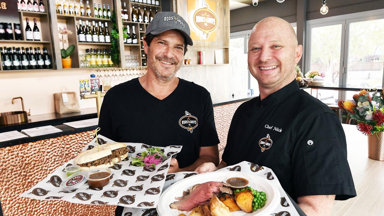 Roast and Gravy Co owners Gabe Klagsbrun and Nick Haddleton recently opened their Tewantin restaurant to offer traditional European and Australian roasted goodies. Picture: Patrick Woods.