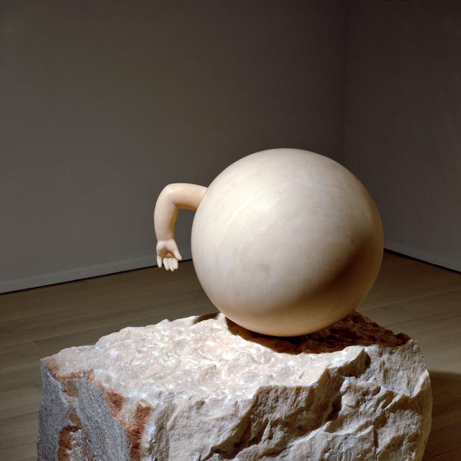 Louise Bourgeois 'Untitled (with Hand)' 1989, pink marble, 78.7 x 77.5