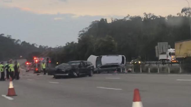 Two cars collided on the South bound side of the M1 just north of the Coomera exit at 2:50am this morning.