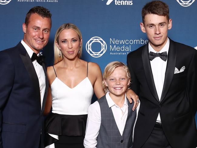 The Hewitt family with tennis player Alex de Minaur. (Photo by Scott Barbour/Getty Images)