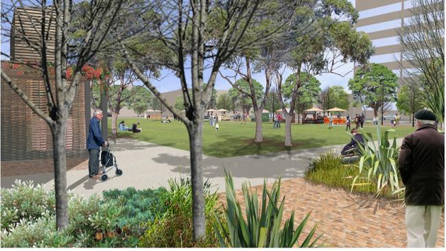 Perspective sketches of the approved plans for Penrith City Park.