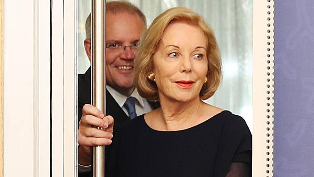 Scott Morrison and Ita Buttrose in Sydney as he announced her as the ABC chairwoman. Picture: Adam Taylor