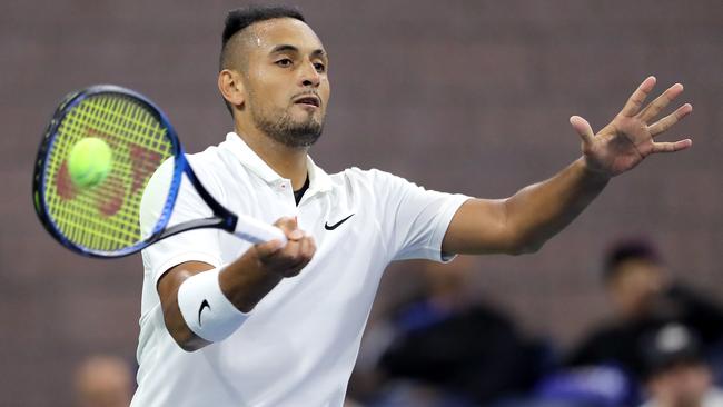 The 28th seed crunches a forehand. Picture: Getty Images