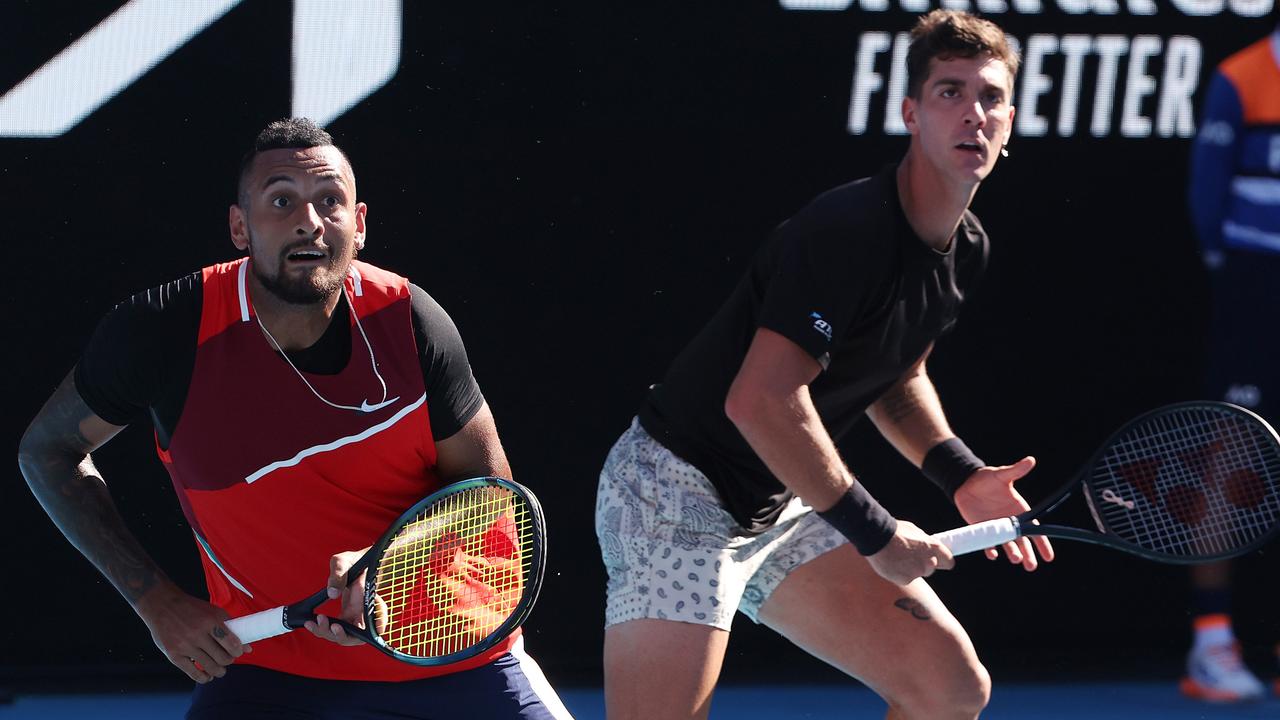 Wildcards Kyrgios and Kokkinakis will now play in the men’s doubles semi-finals. Picture: Michael Klein