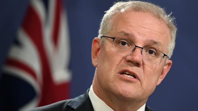 Prime Minister Scott Morrison announced return traveller caps will increase later this month. Picture: NCA NewsWire/Joel Carrett