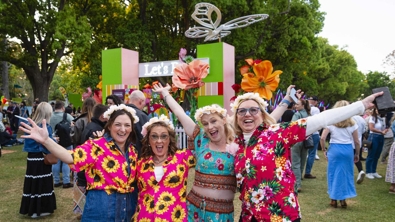 At Toowoomba Carnival of Flowers Festival of Food and Wine are (from left) Tracy Kittle, Kerri Griffin, Rebecca Cassidy and Denise Wilson, Saturday, September 14, 2024. Picture: Kevin Farmer