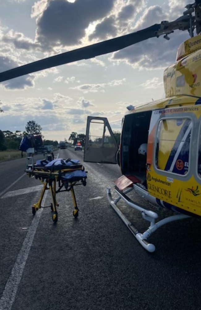 The RACQ CQ Rescue Service chopper flew to Strathfield. Picture: RACQ CQ Rescue