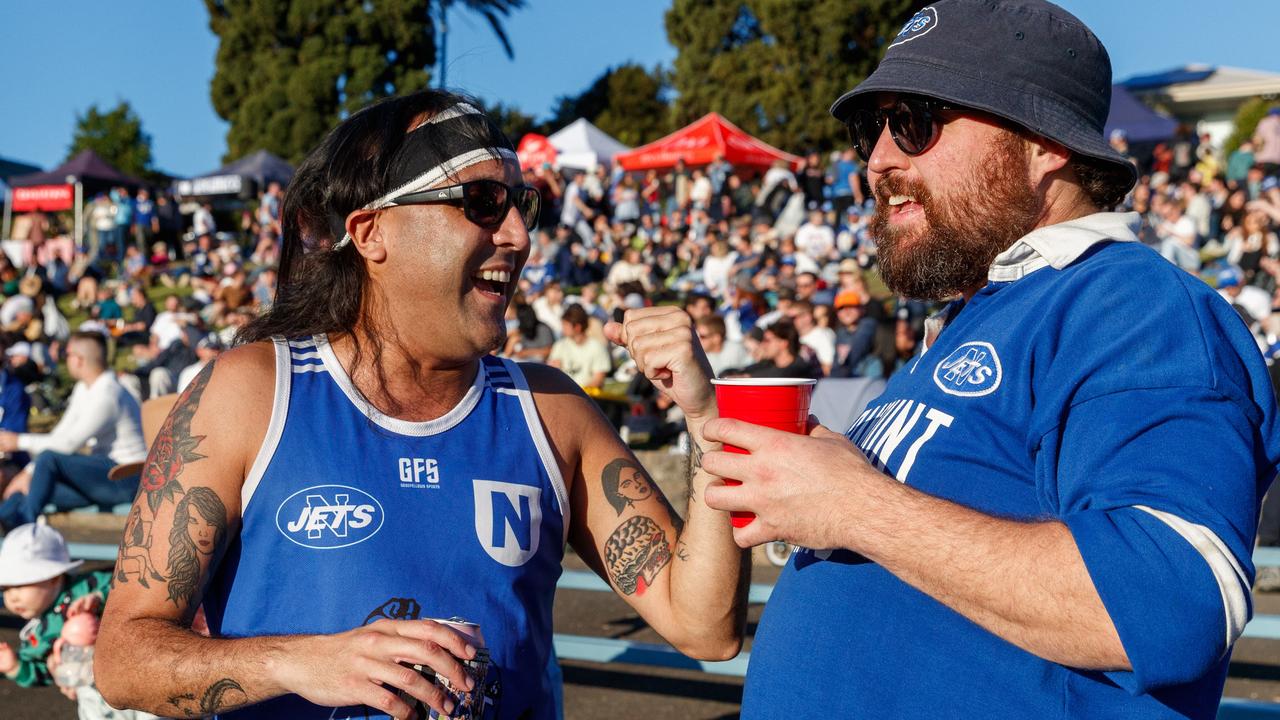 Newtown Jets are hoping to return to the NRL and have aligned with Perth. Jets fans, Saniel Marriner (left) and Dylan Sinclair. Picture: David Swift