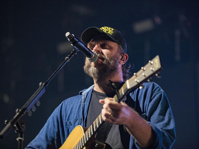 Ben Houston, son of Hillsong founder Brian, on stage. Picture: Getty